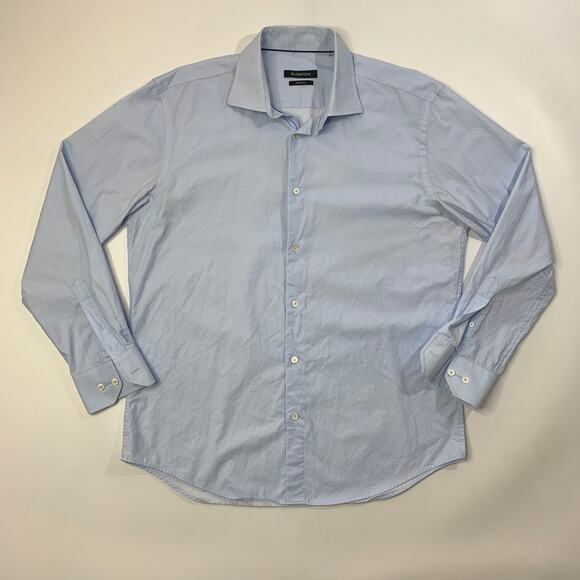 Bugatchi Shirt Mens 16.5 Cloud Blue Shaped Fit Long Sleeve Cotton Button Up - Picture 2 of 13